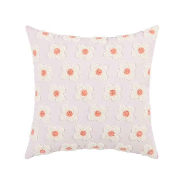 little daisy flowers colorful embroidered daisy flowers decorative pillow cushion cover with tufts aesthetic bedding roomtery