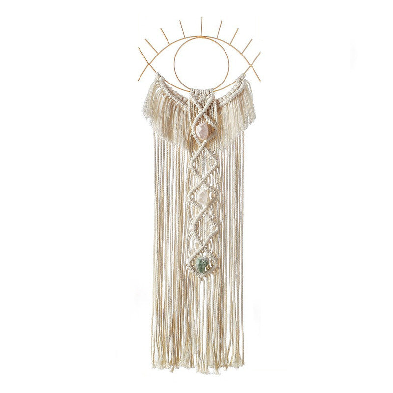 boho aesthetic decor eye shaped macrame wall hanging roomtery