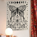 fairycore aesthetic monochrome night butterfly print with moon phases roomtery