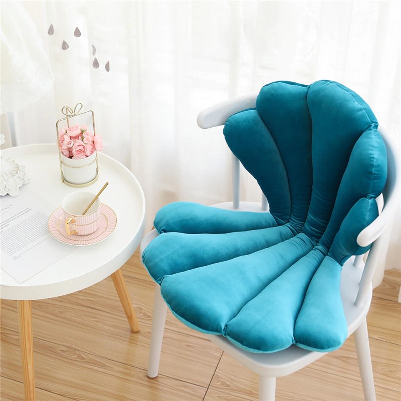 seashell shaped soft plush seat cushion danish pastel aesthetic decor roomtery