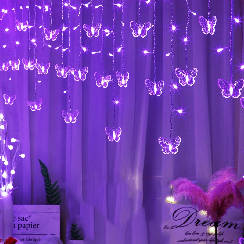 purple light fairy aesthetic room butterfly string light roomtery