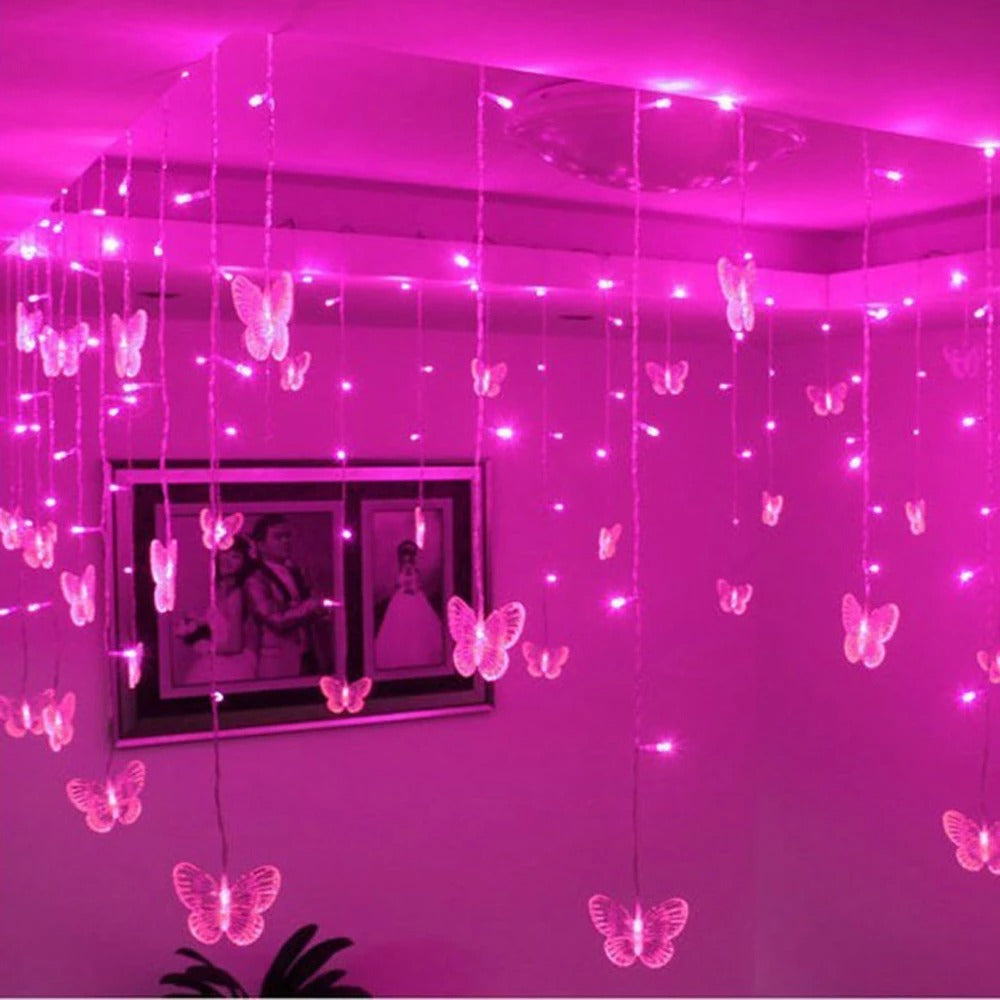 pink light fairy aesthetic room butterfly string light roomtery
