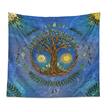 night day sun moon fairycore aesthetic tree of life wall hanging tapestry wall art roomtery