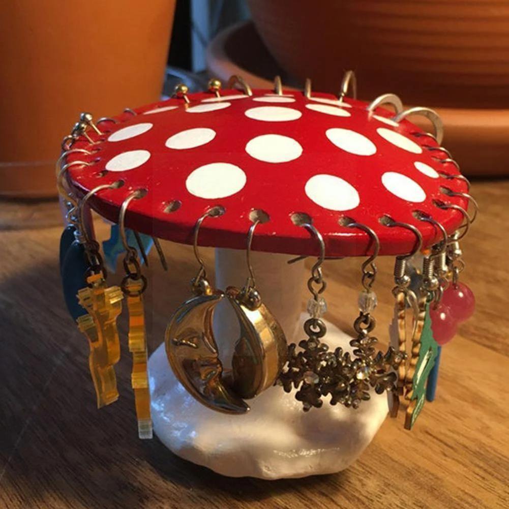 Mushroom Earrings, Quartz Crystal Earrings,Boho Mushroom Butterfly Earrings