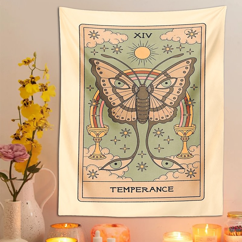 night moth tapestry tarot witchery fairycore aesthetic wall hanging tapestry roomtery