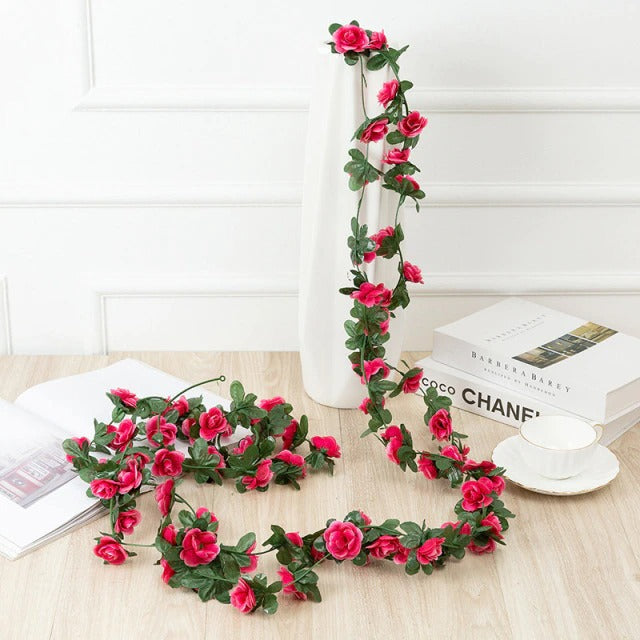 fake rose flower garland artificial vines aesthetic room wall decor roomtery