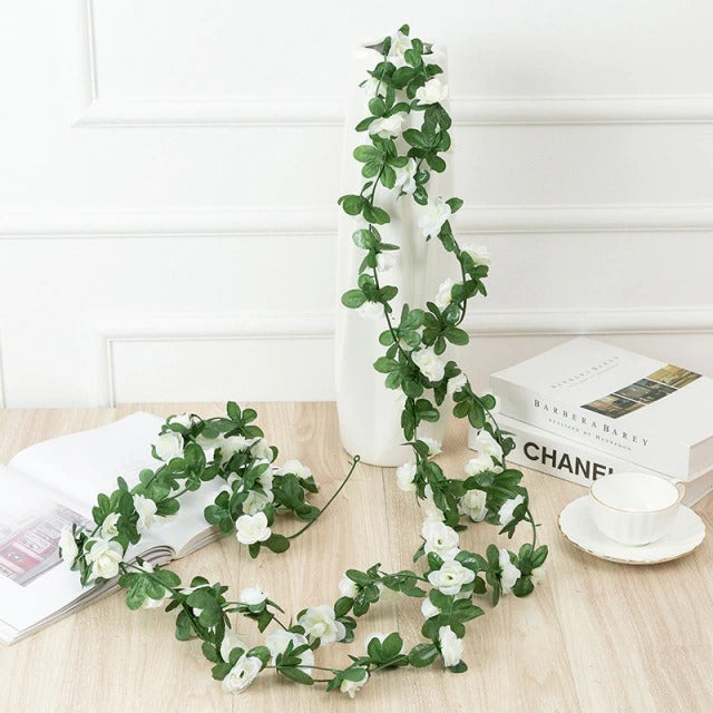 fake rose flower garland artificial vines aesthetic room wall decor roomtery