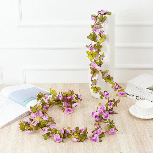 fake rose flower garland artificial vines aesthetic room wall decor roomtery