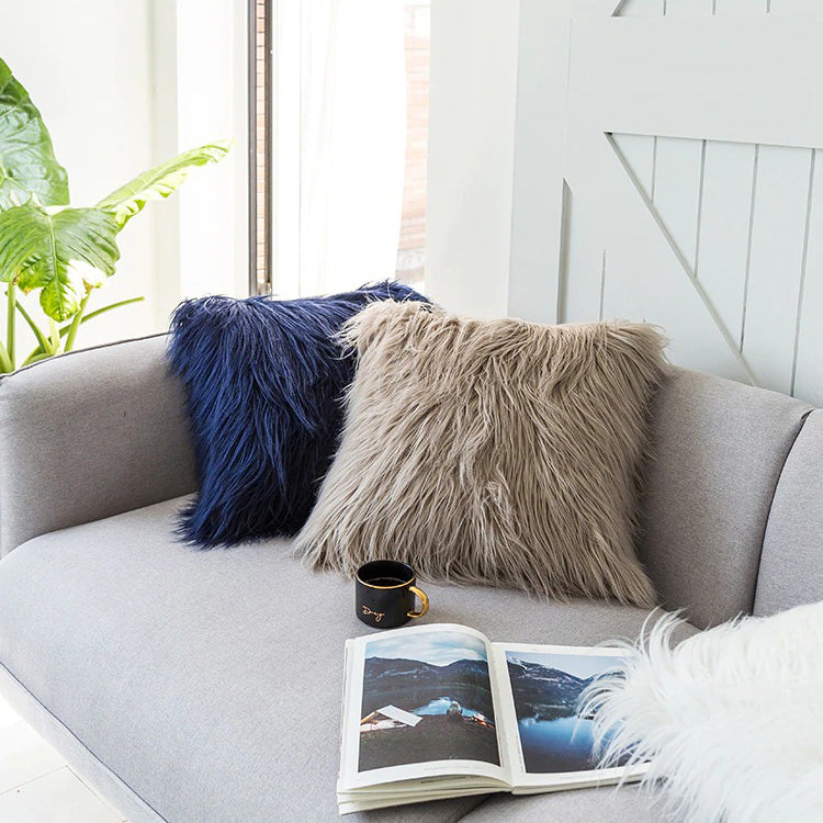 Dusty Faux Fur Cushion Cover