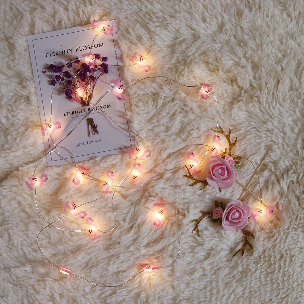 flamingo wire fairy lights battery powered aestheic room decor roomtery
