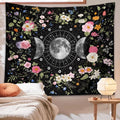 floral moon phases print aesthetic wall hanging tapestry decor roomtery