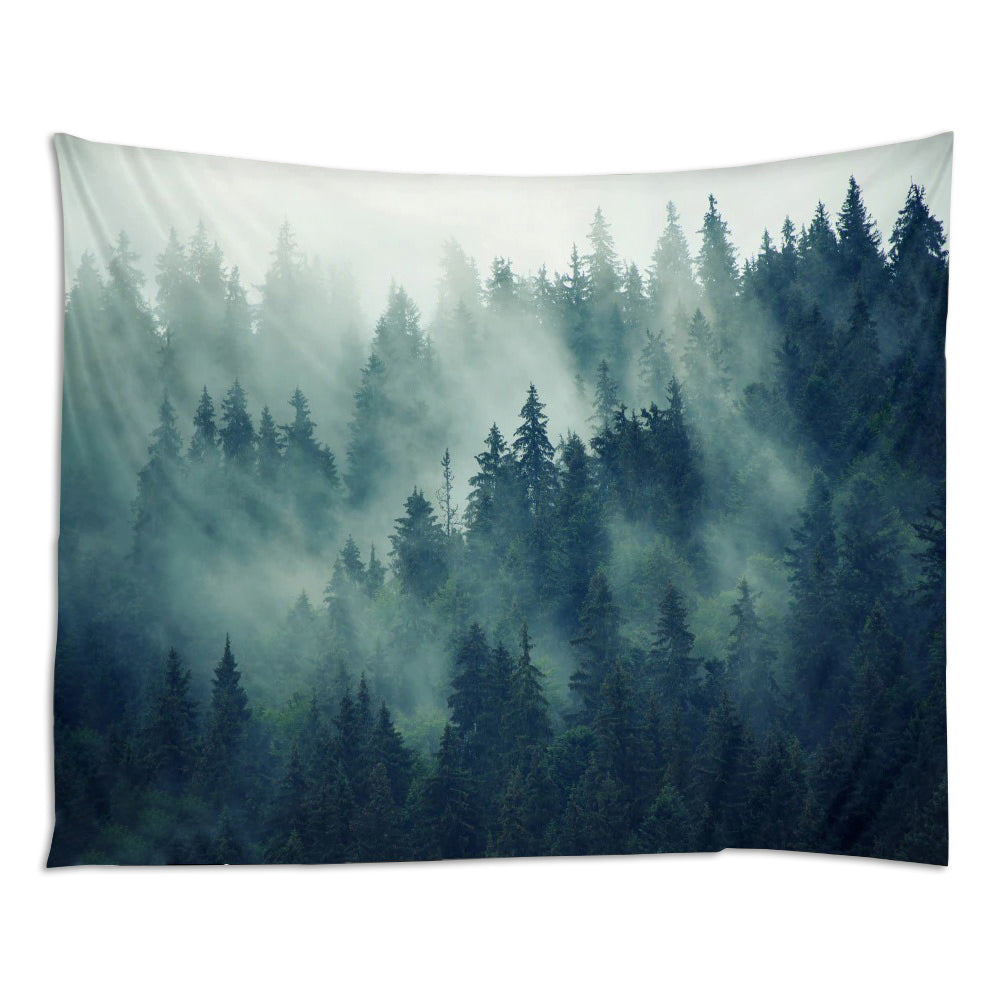 mystical foggy forest aesthetic tapestry boho room decor roomtery