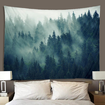 Nordic Foggy Forest Big Tapestry
