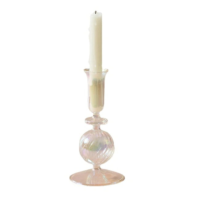 vintage french glass candle holder old money aesthetic rustic candlestick roomtery