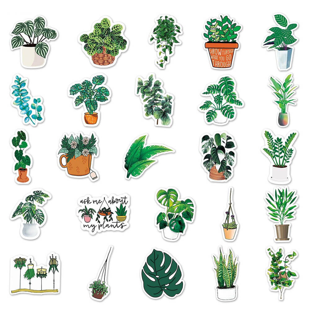 fresh greenery potted plants aesthetic sticker pack