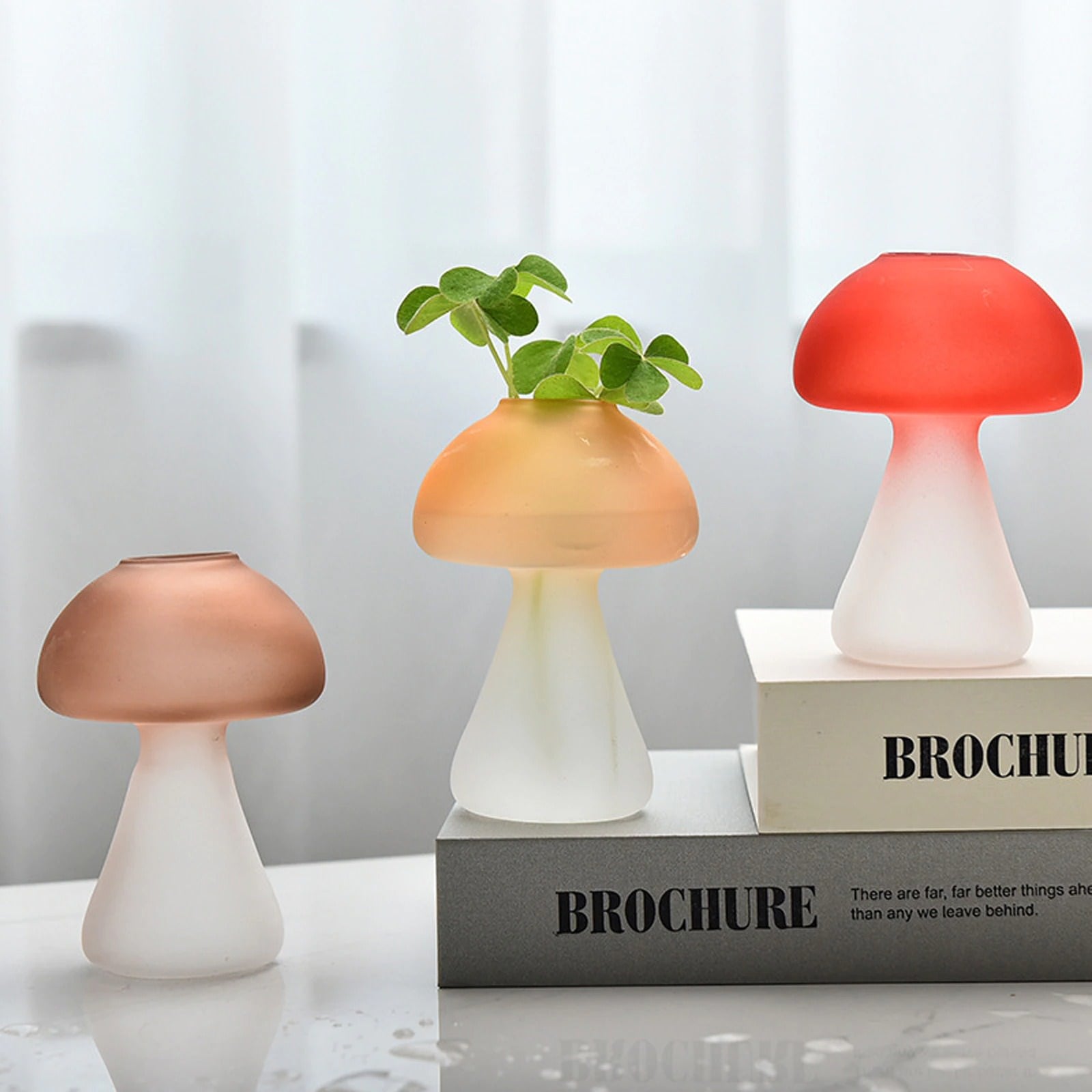 frosted matte glass mushroom shaped vase fairycore aesthetic decor roomtery