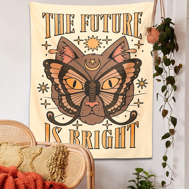 The Cat Future is Bright Tapestry Shop Online on roomtery