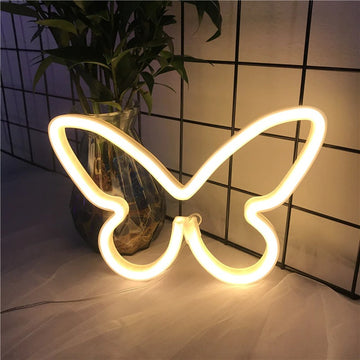 game room decor wall yellow neon sign butterfly shaped egirl aesthetic roomtery