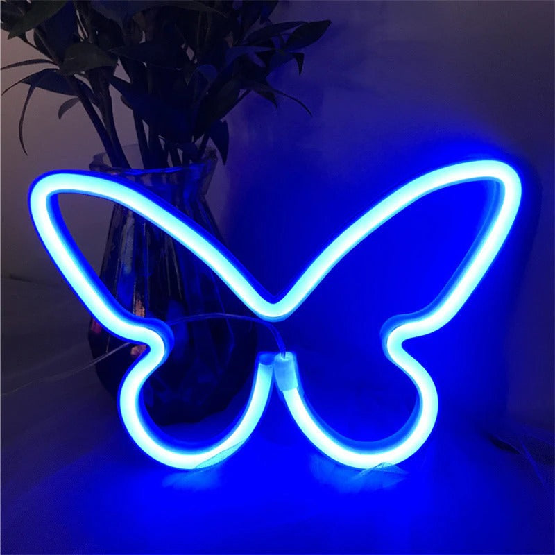 game room decor wall blue neon sign butterfly shaped egirl aesthetic roomtery