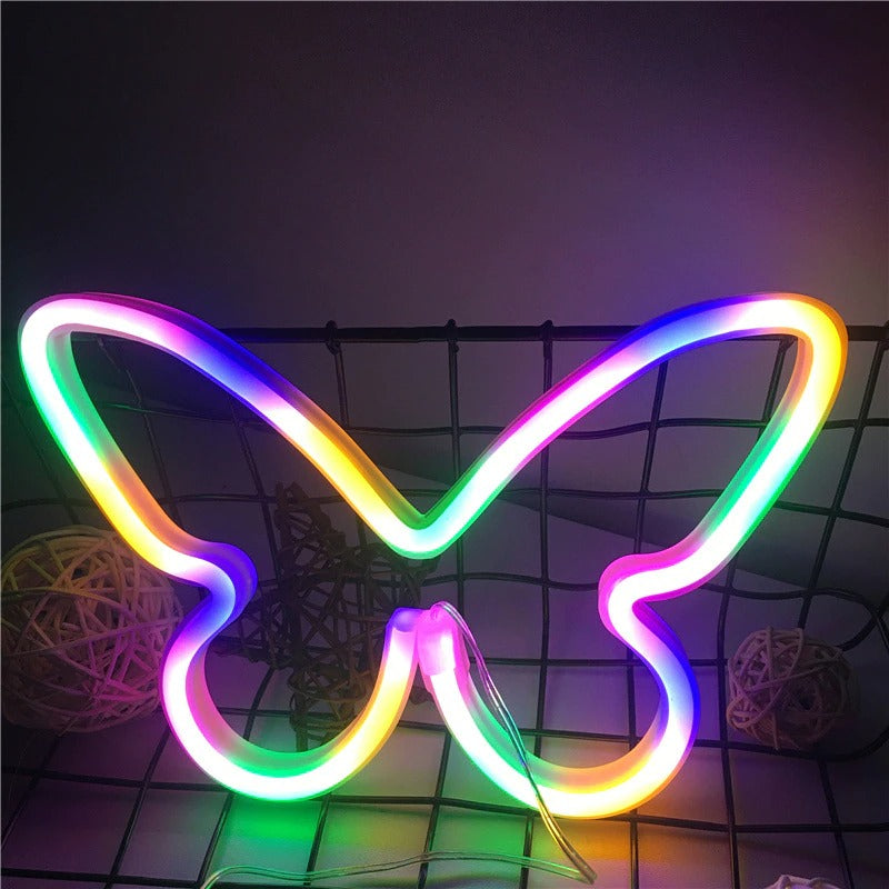 game room decor wall multicolor neon sign butterfly shaped egirl aesthetic roomtery
