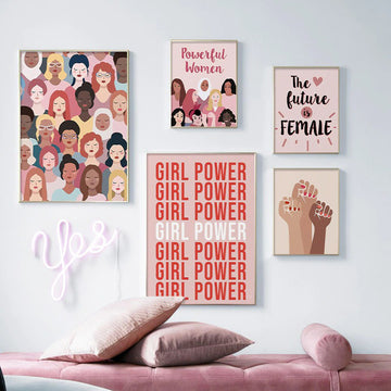 girl power soft girl aesthetic room decor pink style canvas poster roomtery