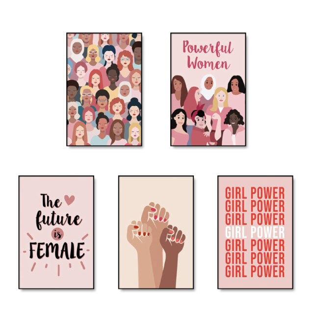 girl power soft girl aesthetic room decor pink style canvas poster roomtery