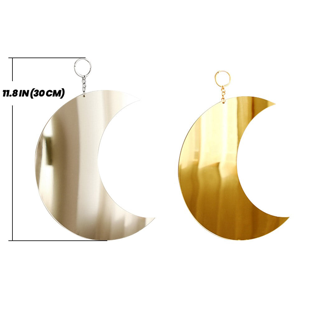 gold and silver moon shaped wall hanging decorative mirror roomtery