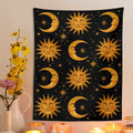 golden retro style astro aesthetic sun moon zodiac tapestry roomtery