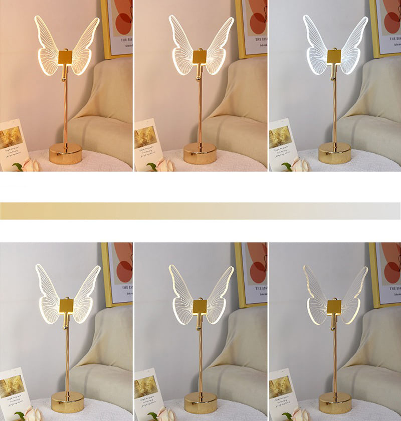 golden butterfly metal table lamp acrylic night light roomtery