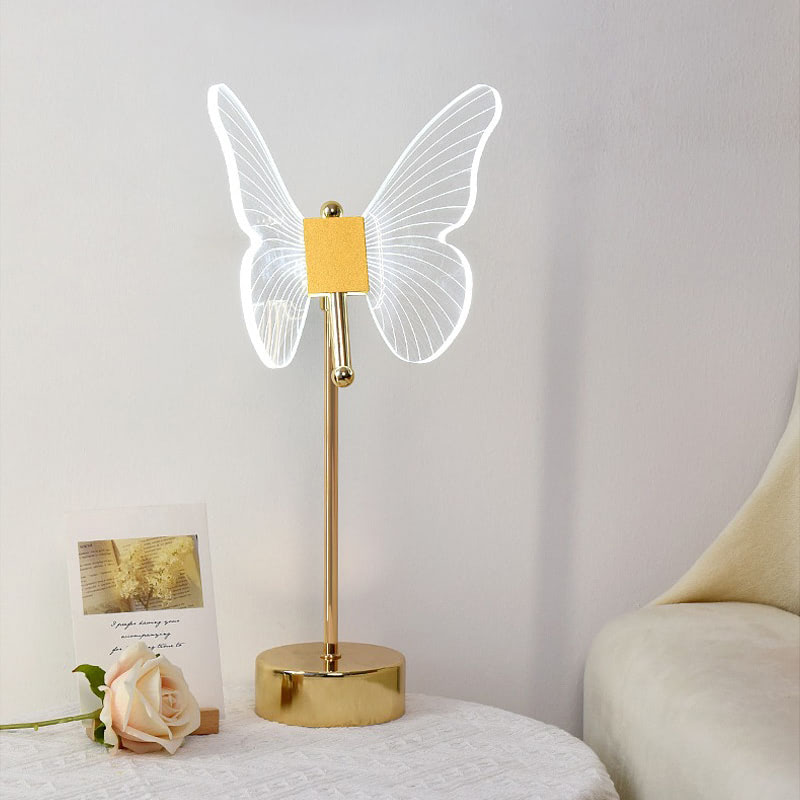 golden butterfly metal table lamp acrylic night light roomtery