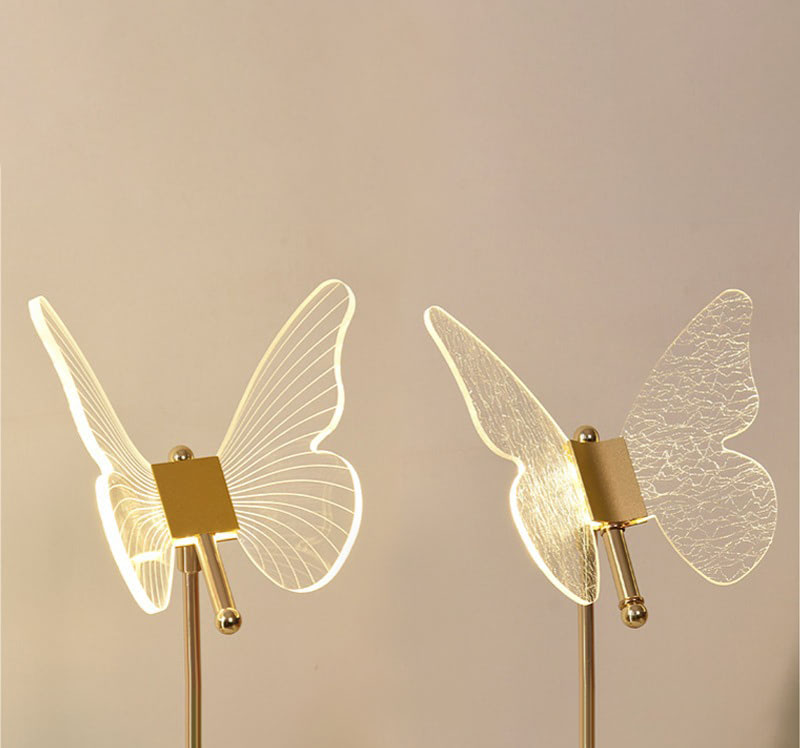 golden butterfly metal table lamp acrylic night light roomtery