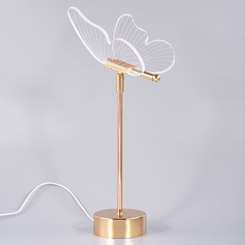 golden butterfly metal table lamp acrylic night light roomtery