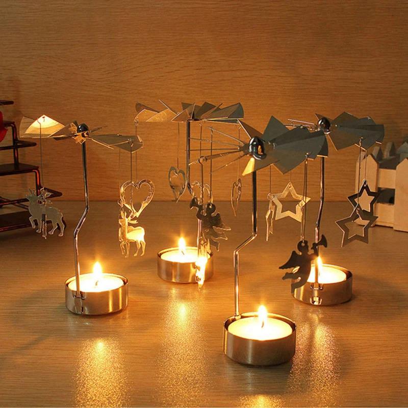rotating pendant golden carousel tealight candle holder roomtery