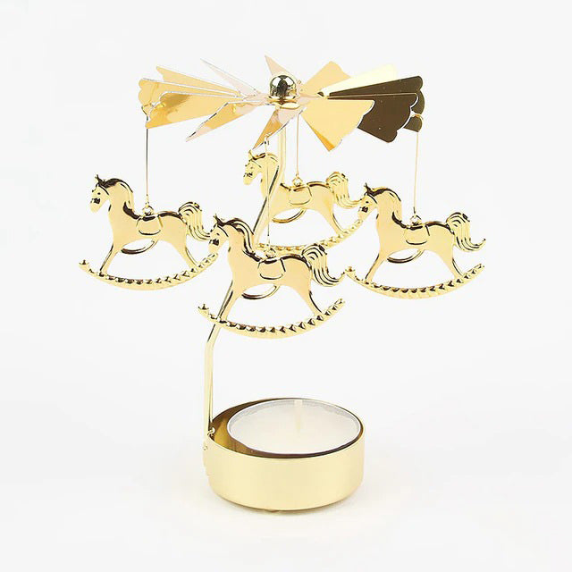 rotating pendant golden carousel tealight candle holder roomtery