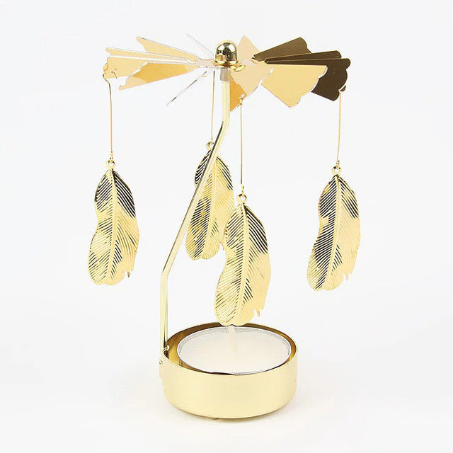 rotating pendant golden carousel tealight candle holder roomtery