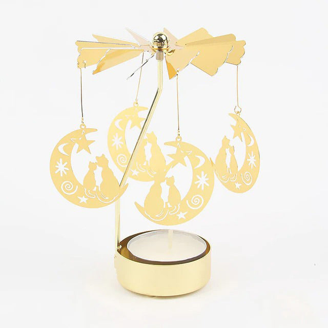 rotating pendant golden carousel tealight candle holder roomtery