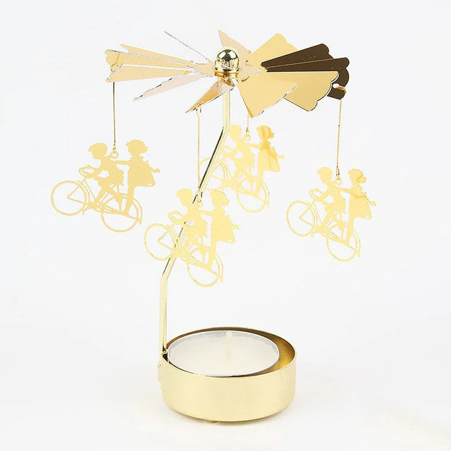 rotating pendant golden carousel tealight candle holder roomtery