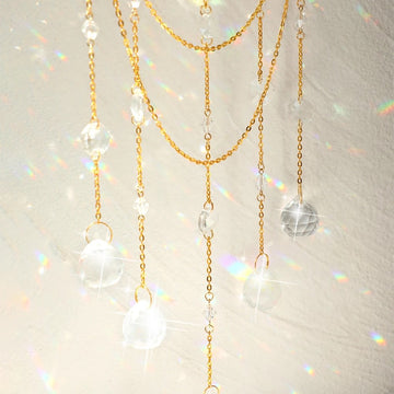 golden metal frame moon shaped suncatcher light catcher aesthetic fairycore wall hanging decor roomtery