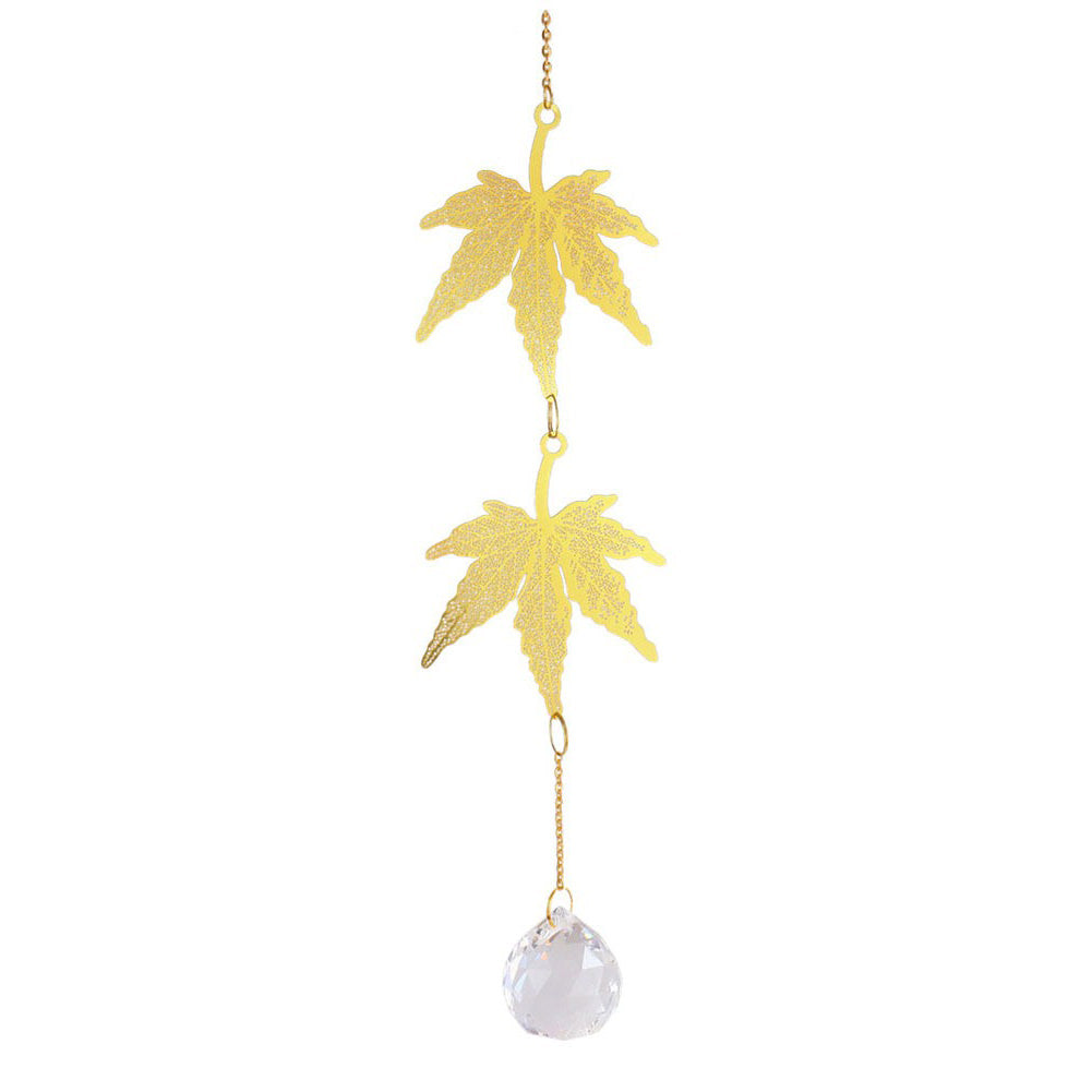 golden leaves sun light crystal suncatcher wall hanging rainbow maker lightcatcher crystal pendant shining hanging sun catcher roomtery