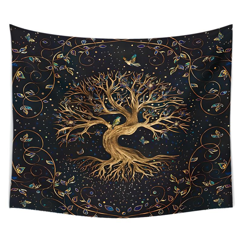 golden tree of life aesthetic tapestry wall hanging decor roomtery