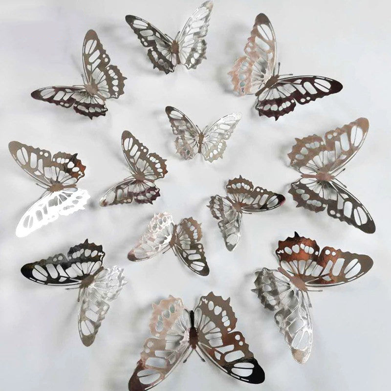 50 Metallic Silver or Gold Butterfly Vinyl Wall Decals