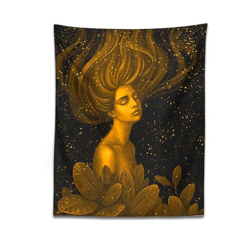 Golden Stardust Girl Tapestry