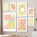 yellow flowers pastel golden floral print aesthetic wall art print roomtery