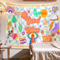 indie aesthetic good vibes piece butterflies world 70s vintage art wall tapestry roomtery