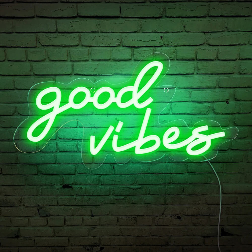 wall hanging neon sign good vibes aesthetic wall decor roomtery