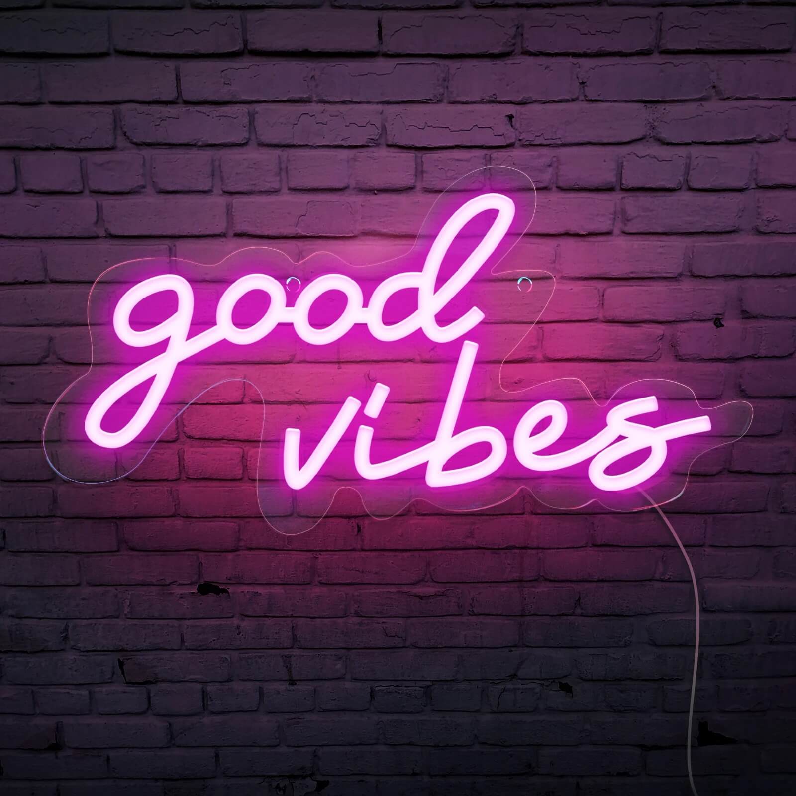 wall hanging neon sign good vibes aesthetic wall decor roomtery