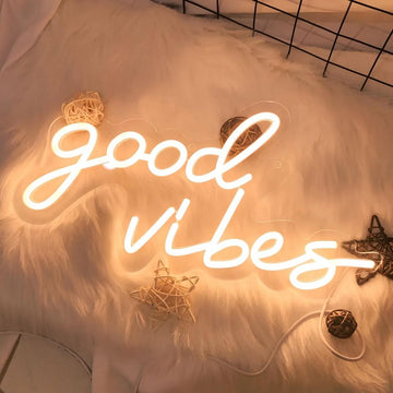 wall hanging neon sign good vibes aesthetic wall decor roomtery