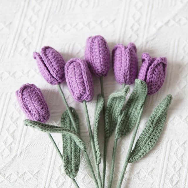 aesthetic decor crochet tulip flowers artificial bouquet roomtery