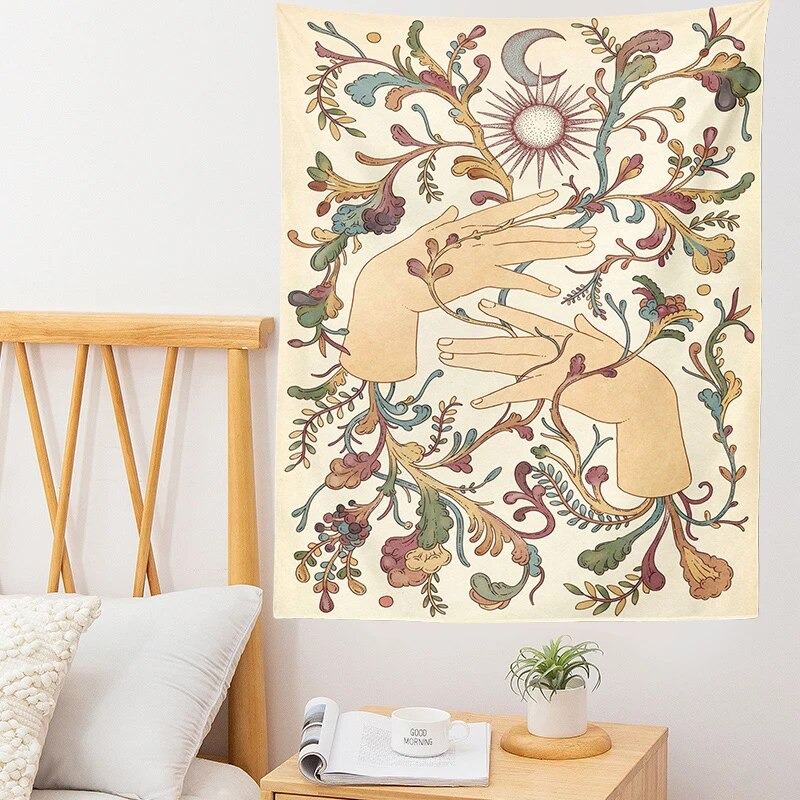 floral garden hands aesthetic wall hanging tapestry decor roomtery