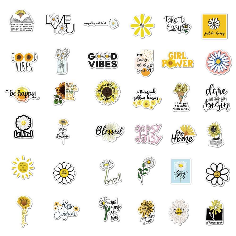 Cute Daisy Flowers Sticker Pack - Shop Online on roomtery